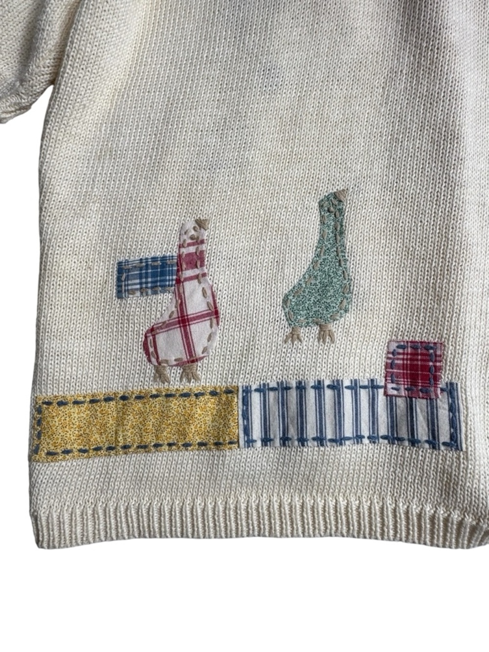 VTG 1995 Susan Bristol Hand Embroidered Farm Scene Cardigan • L • Ramie Cotton - Picture 7 of 12